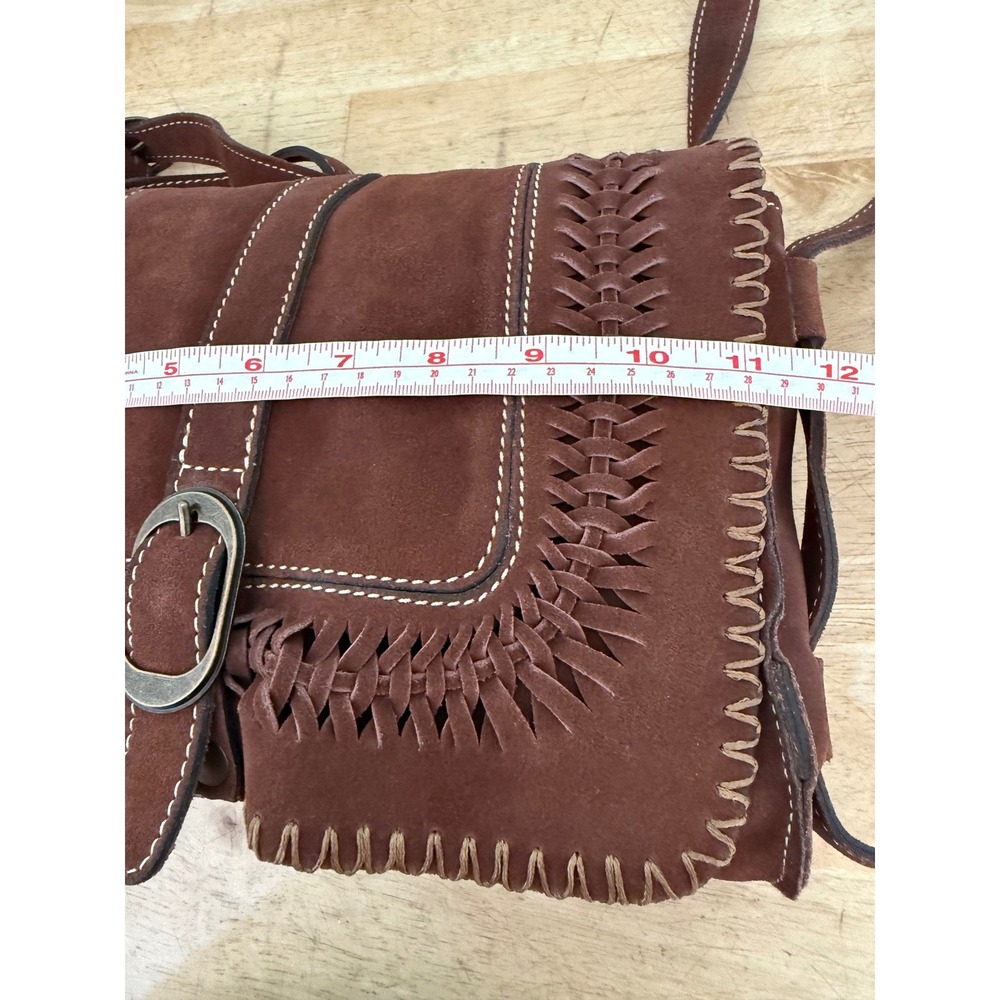 Patricia Nash Brown Suede Woven Whipstitch Crossbody Messenger Bag - Picture 6 of 16